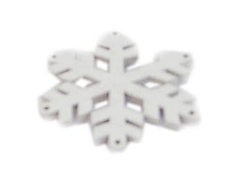 36mm White Wood Snowflake, 4 ornaments