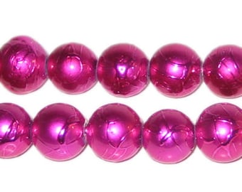 12mm Drizzled Fuchsia Glass Bead,approx. 18 beads
