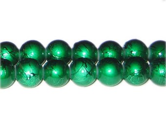 12mm Drizzled Dark Green Bead, approx. 18 bead