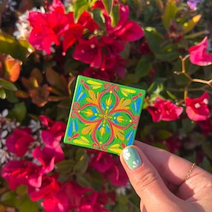 Hand-Painted Mini Tile Magnet – Inspired by Mexican, Italian, Portuguese, Spanish & Middle Eastern Designs.
