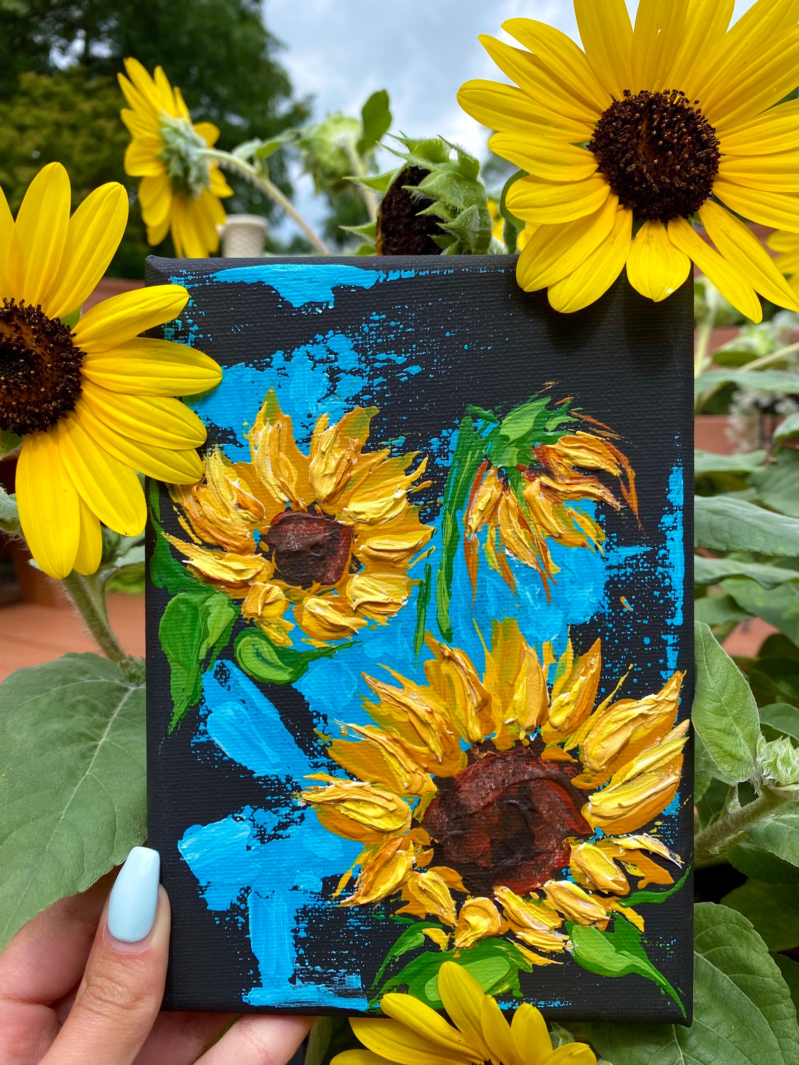 Sunflowers Palette Knife Painting Etsy Sweden