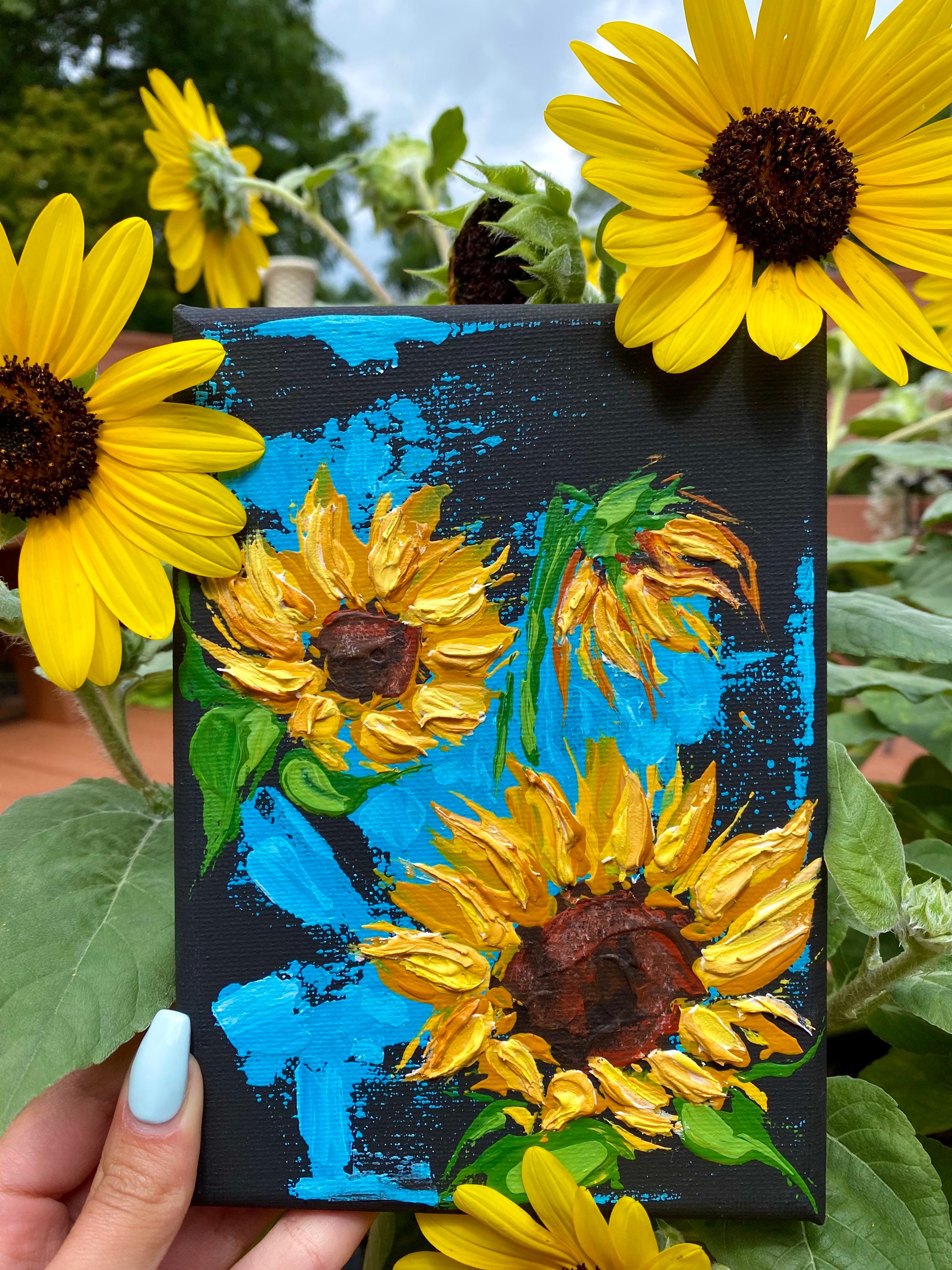 Sunflowers Palette Knife Painting Etsy Sweden