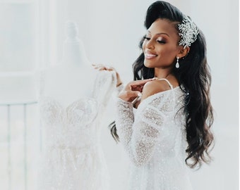 The Angelia Sequin Beaded Bridal Robe
