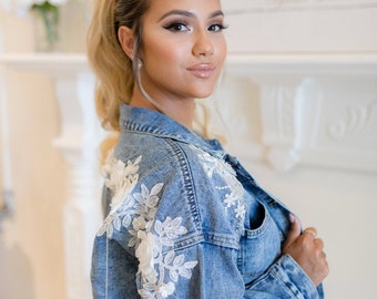 blue jean jacket with lace