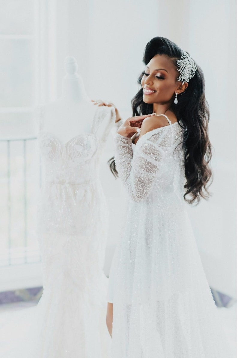 The Angelia Sequin Beaded Bridal Robe image 1