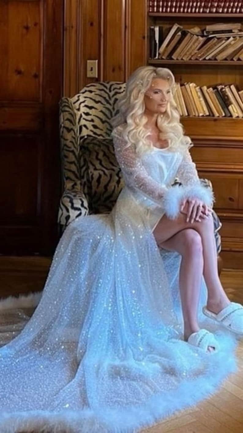 The Lucia Beaded Robe With Plush Fur Trim - Etsy