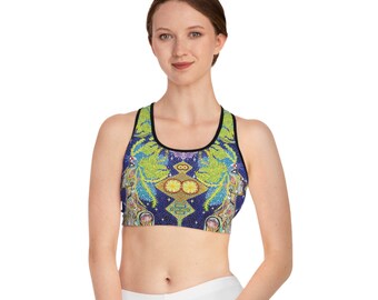 Sports Bra with art print. Festival bra. Boho top. Festival top. Art clothes. Psychedelic