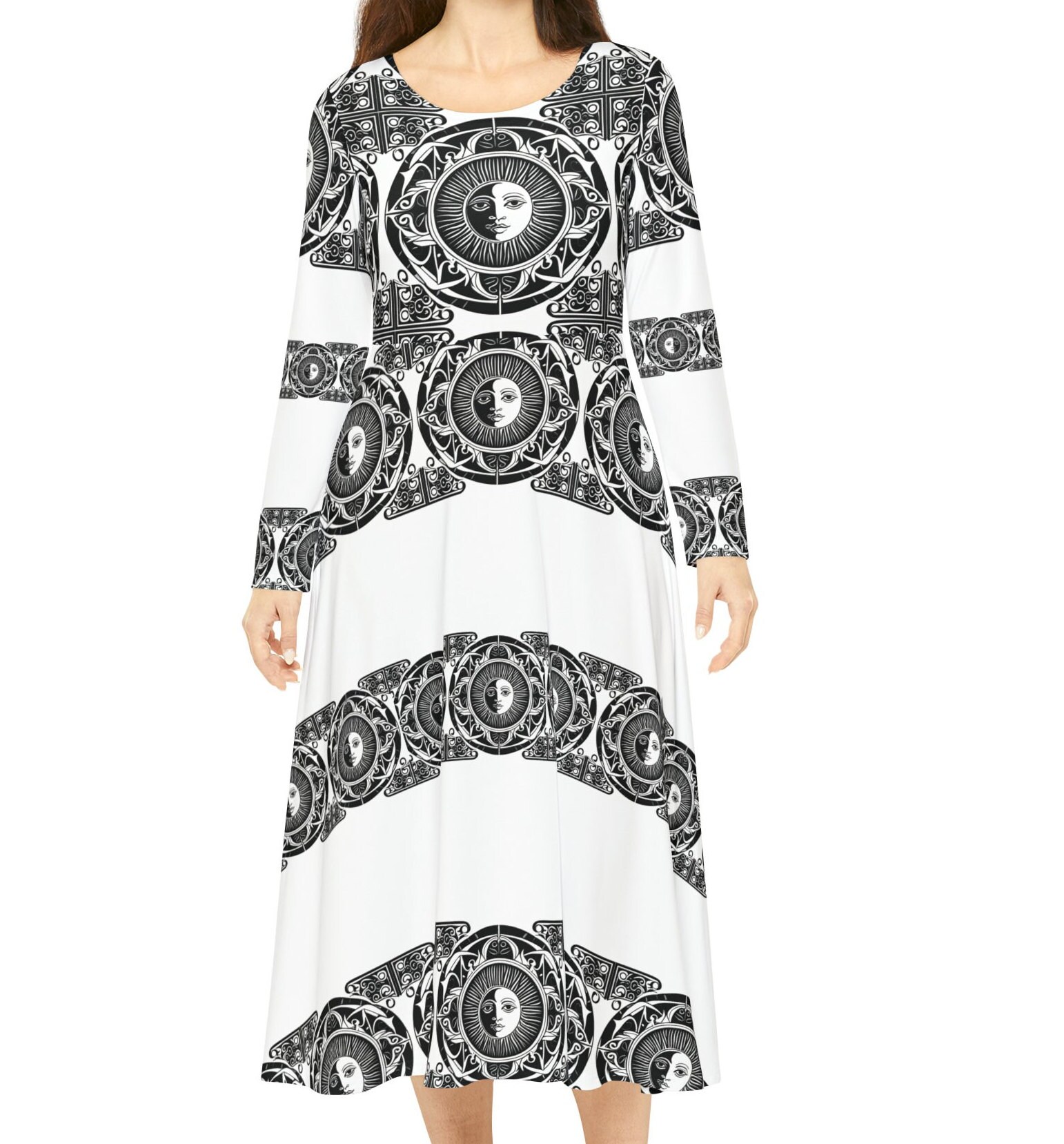 Sun Moon Print Dress Etsy