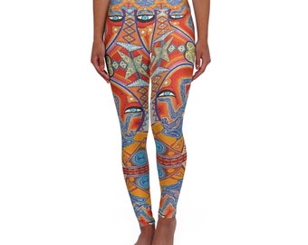 Leggings de yoga de cintura alta. Leggings de fiesta. Leggings bohemios. Leggings con arte. Pantalones psicodélicos. Leggings trippy. Leggings de Buda