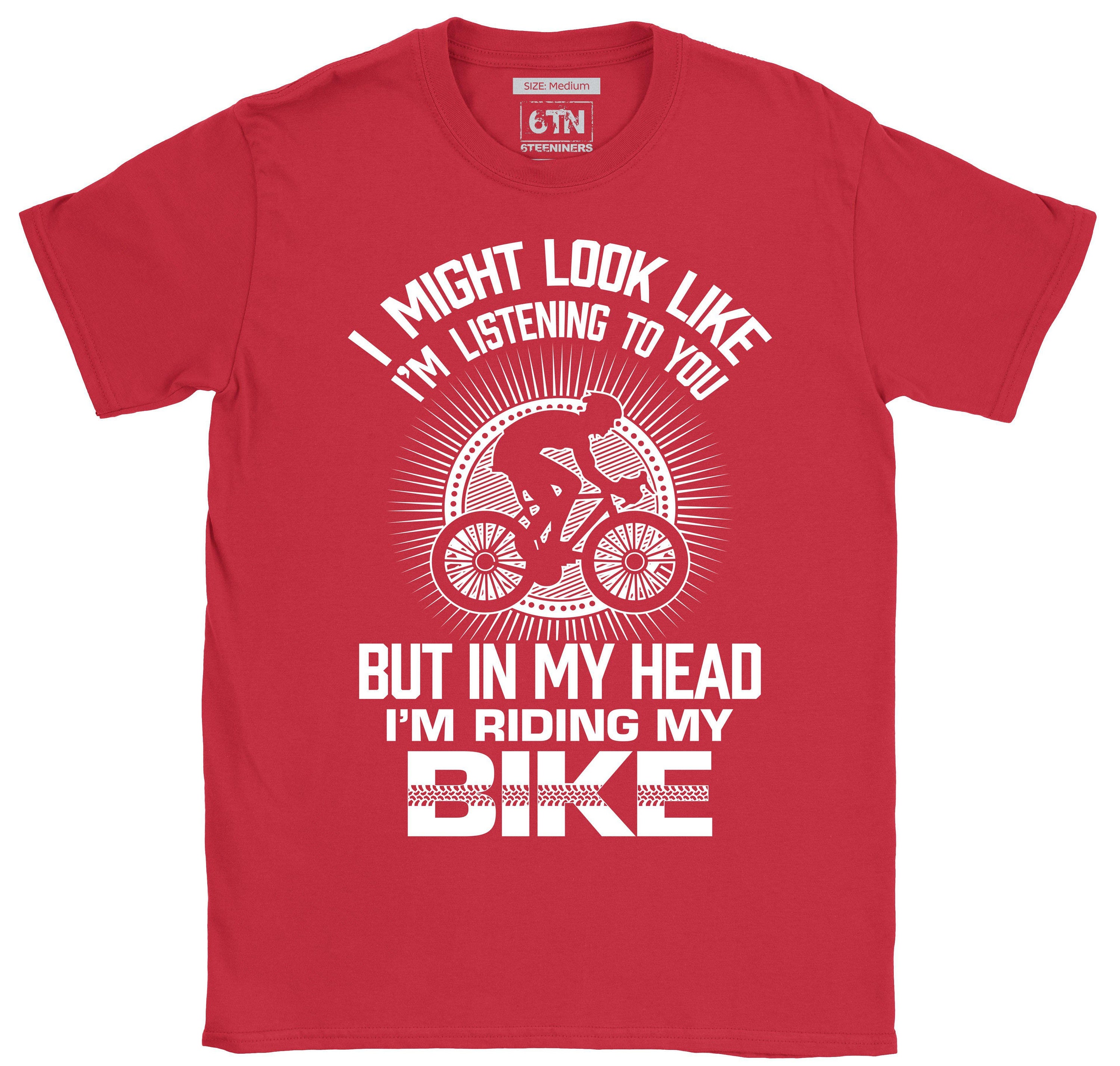 Mens Cycling T Shirt in My Head I'm Riding My Bike Funny Etsy UK