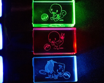 USB pokemon cristal engraved LED squirtle bulbasaur charmander