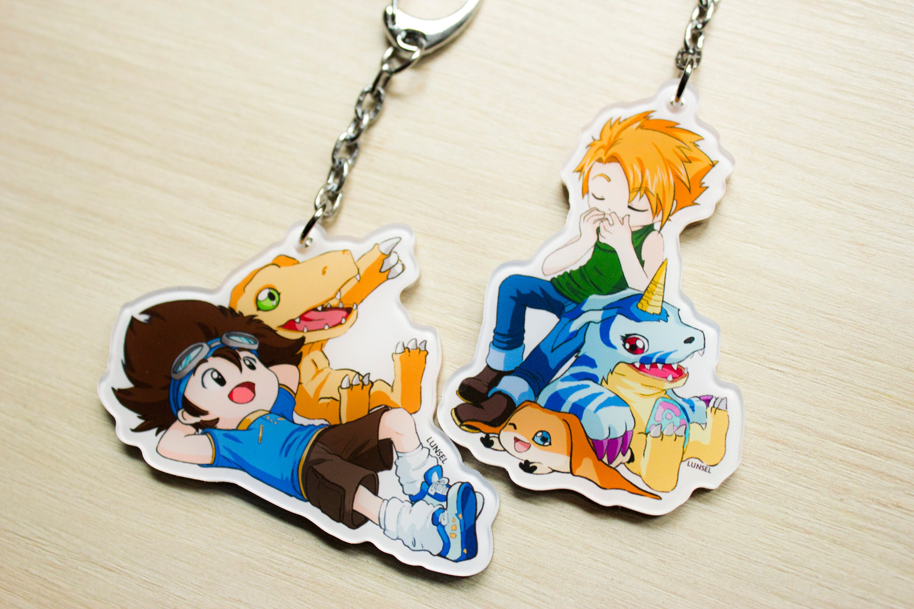 Digimon Acrylic keychain Tai Agumon Matt Gabumon Etsy