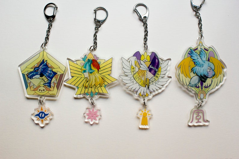 Digimon Keychain Angewomon Angemon Ophanimon Magnaangemon Etsy