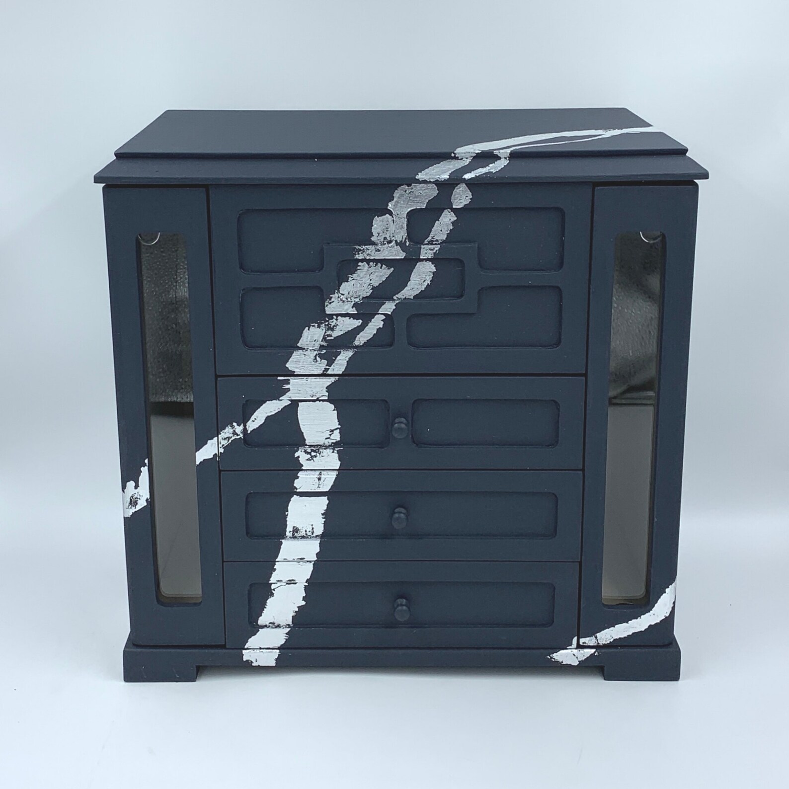 Dark Blue Jewelry Box Jewellery Box Large Jewelry Box Etsy