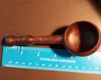 Handturned fancy black walnut coffee/sugar scoop