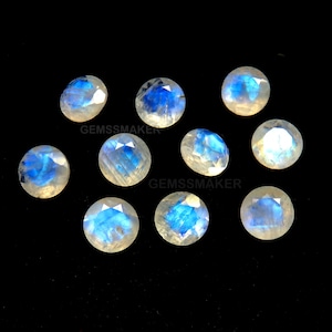 Rainbow Moonstone 3 mm, 4 mm, 5 mm, 6 mm, 7 mm, 8 mm, 9 mm, 10 mm Round Faceted- Moonstone AAA Quality  Loose Gemstone