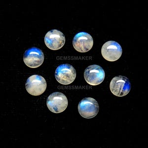 Rainbow Moonstone 3 mm, 4 mm, 5 mm, 6 mm, 7 mm, 8 mm, 9 mm, 10 mm Round Cabochon- Moonstone AAA Quality Loose Gemstone