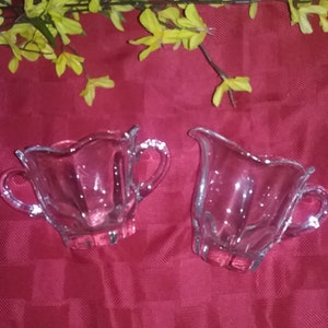 Vintage beautiful glass Cream and Sugar Set