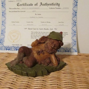 Vintage  1983 Cairn Studios by Thomas Tom Clark Gnome named &quot;Jeff&quot; Figurine Candleholder , COA