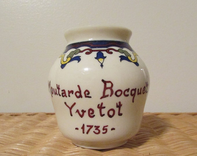 Moutarde Bocquet, Yvetot 1735 Mustard, French Mustard Jar, Crock With Lid, French Floral Design