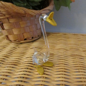 Vintage Hand Blown Glass Duck With Yellow Beak and Feet,Glass Duck,