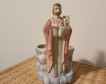 Vintage St. Joseph on the Clouds Rare Ceramic Planter