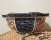 Japanese Imari Octagonal Porcelain Bowl-Birds, Flowers
