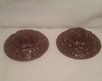 Set of 2 Vintage Burwood Wood Composite Candleholders Candlesticks