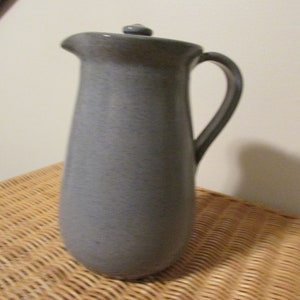 Vintage Sid Luck Blue Speckled Art Pottery Pitcher with Lid