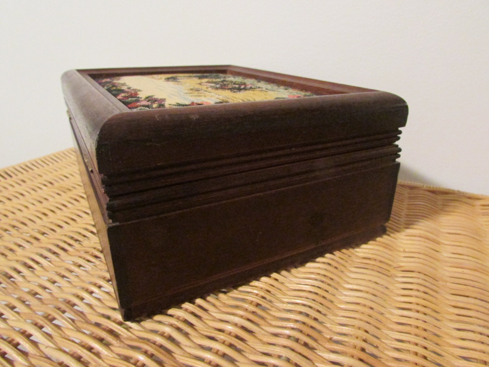 Needlepoint and Wooden Jewelry Box Etsy