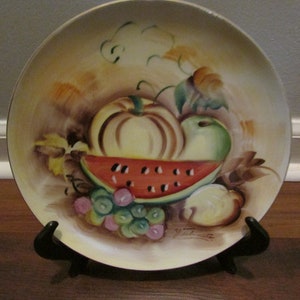 Vintage Handpainted Fruit Plate Artist Signed E2371