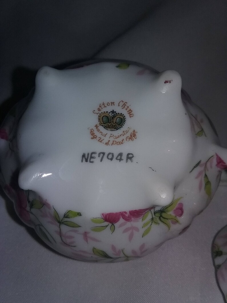 Lefton China Rose Chintz Sugar Bowl Gold Trim NE794R Hand Etsy