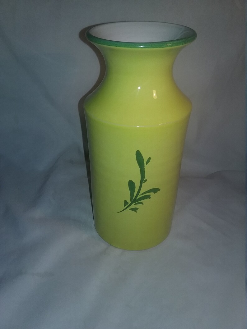 Vintage Yellow Vase With Red Flower Vase Made in Italy Etsy