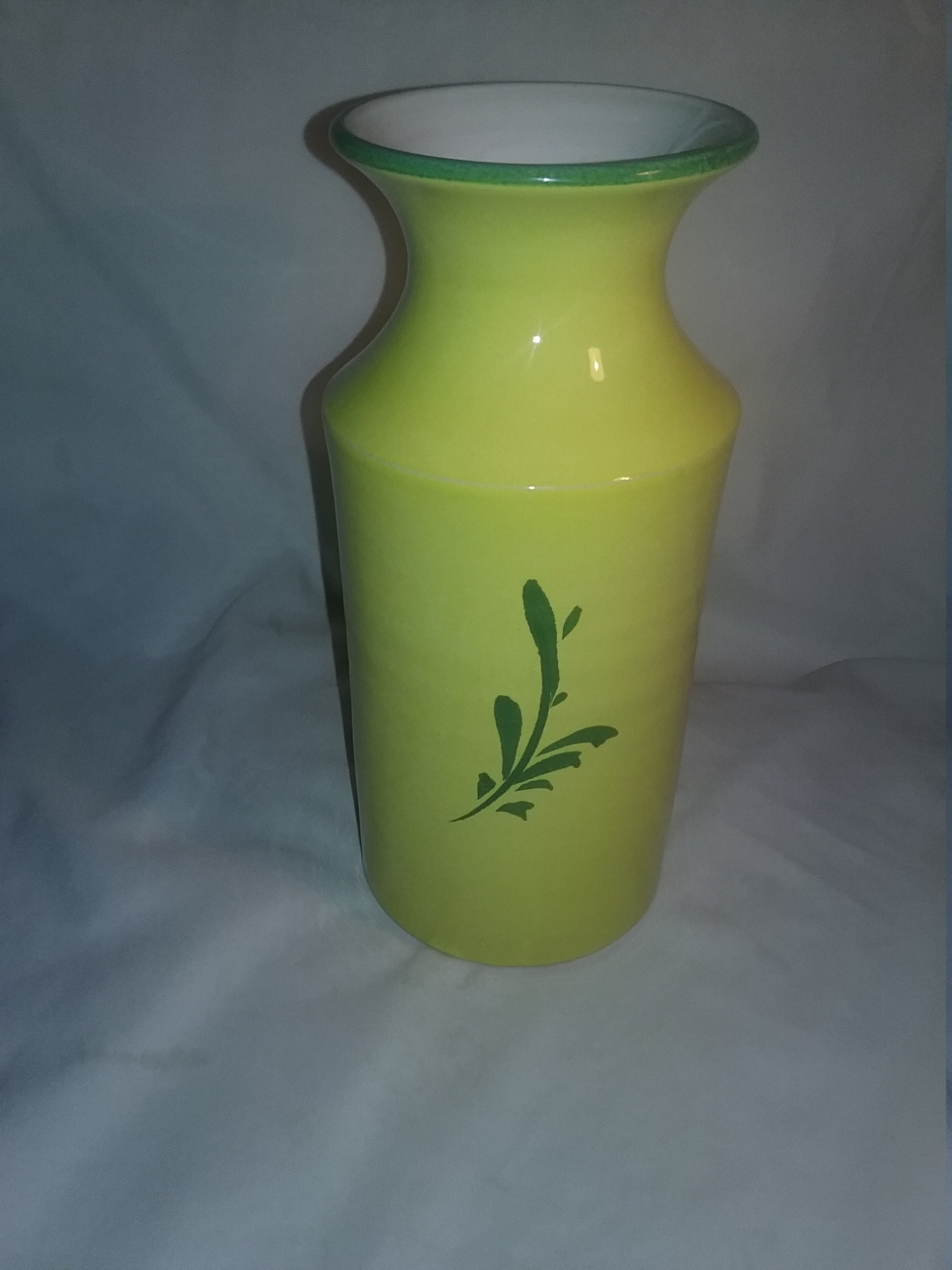 Vintage Yellow Vase With Red Flower Vase Made in Italy Etsy