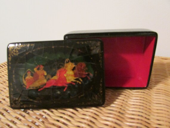 Russian Hand Painted Lacquer Box Artist Signed Fa… - image 9