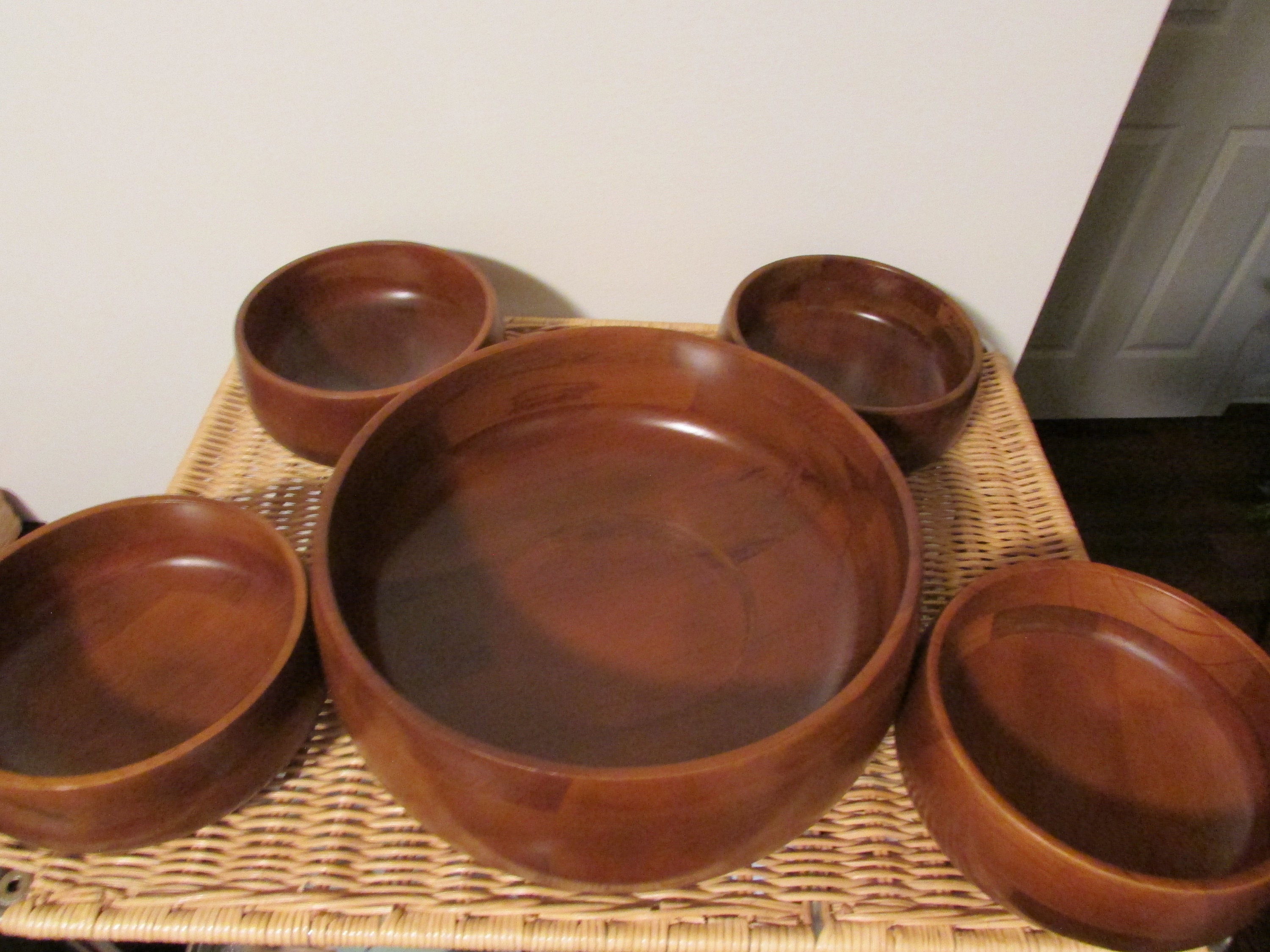 Vintage 5 Piece Hellerware Wooden Salad Bowl Serving Set -  India