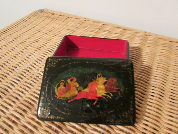 Russian Hand Painted Lacquer Box Artist Signed Fa… - image 1