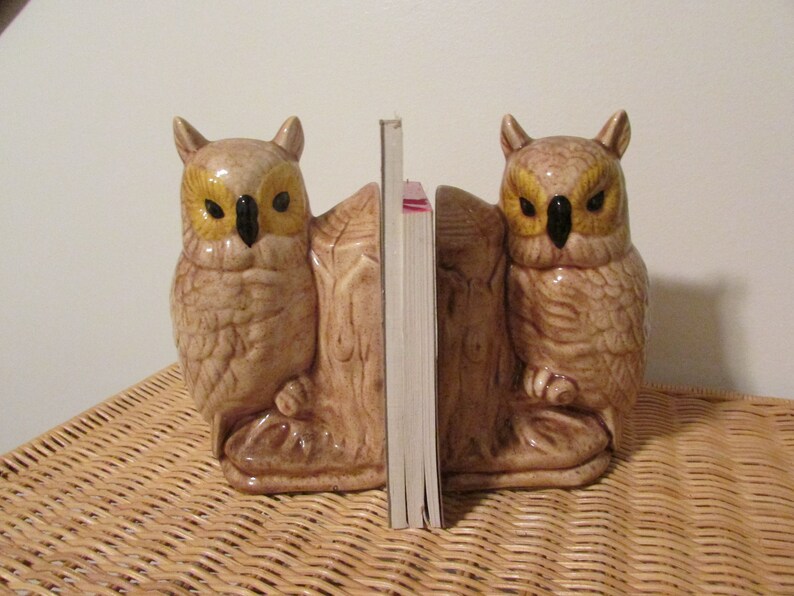 Vintage Ceramic Owl Bookends Etsy