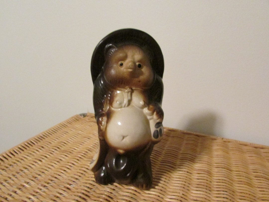 Rare Vintage Tanuki Raccoon Dog Statue Japanese Tanuki Wild Etsy