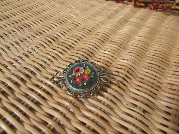 Set of 2 Vintage Italian Micro Mosaic Brooch Pin … - image 6