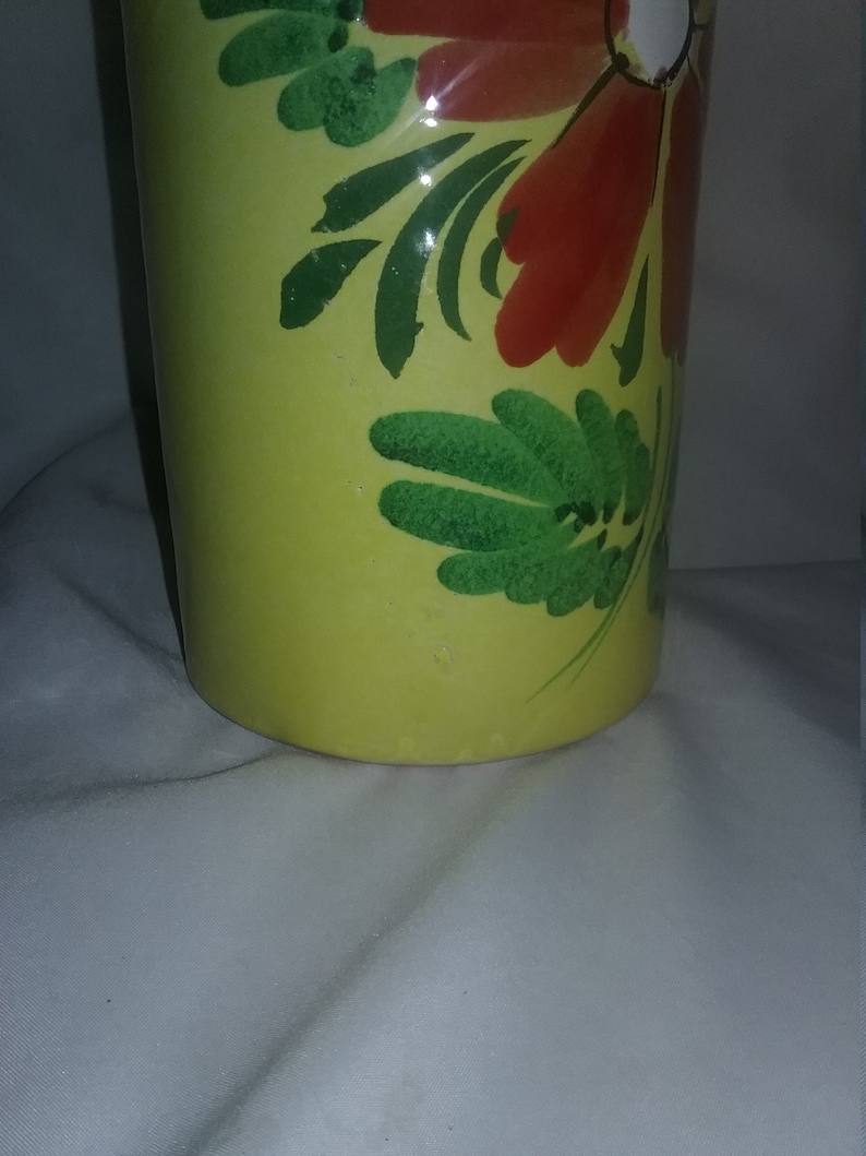 Vintage Yellow Vase With Red Flower Vase Made in Italy Etsy