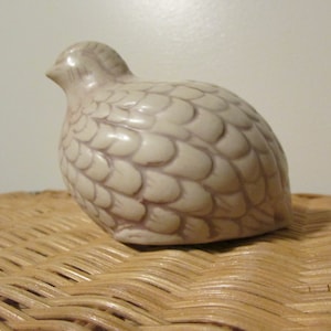 Ceramic Quail Vintage Hand Painted  Bird Figurines Textured Signed