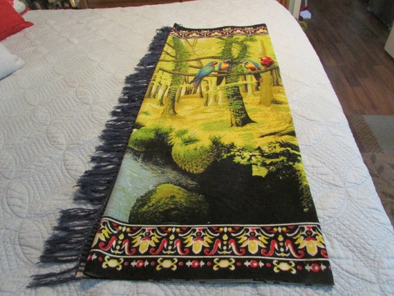 Vintage Bossa T.A.S. Made in Turkey Macaw Rug Rainforest Rug Turkish Rug Wall Hanging Etsy