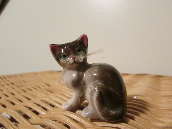chat miniature en porcelaine,collection,animal,, cat, kat, poes, noir *tp15-09