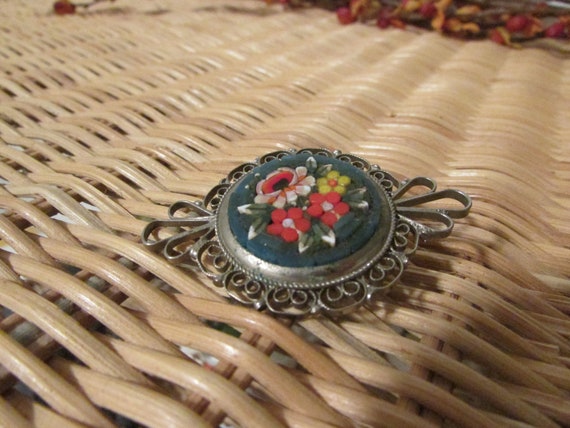 Set of 2 Vintage Italian Micro Mosaic Brooch Pin … - image 7