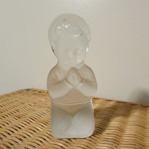 Vintage Viking Hand Made Crystal Frosted Praying Boy  Statue