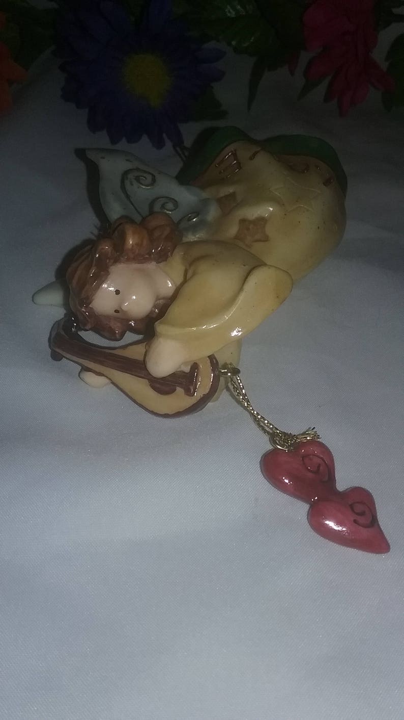 Ceramic angel playing a lute Love angel ornament playing a lute love angel love ornament ceramic angel ornament