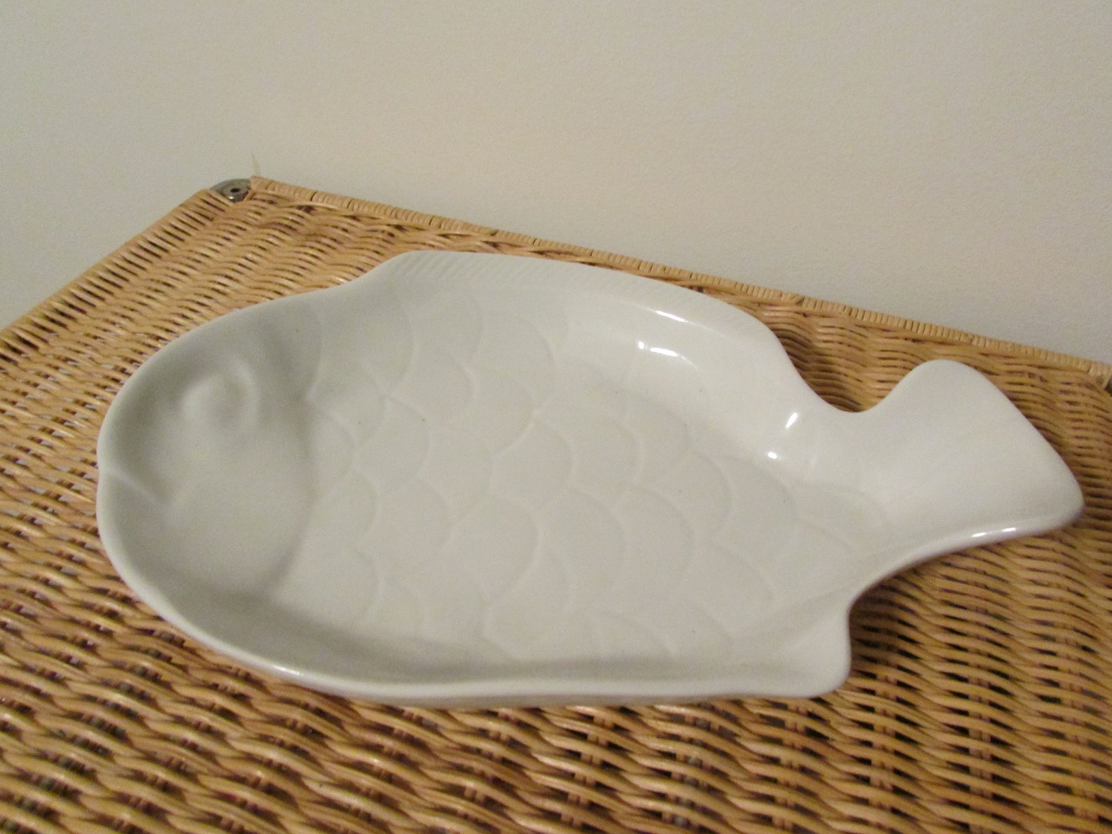Vintage White Ceramic Fish Serving Dish Etsy