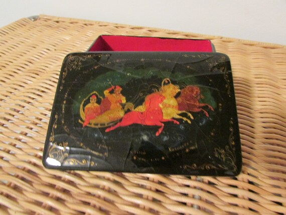 Russian Hand Painted Lacquer Box Artist Signed Fa… - image 6