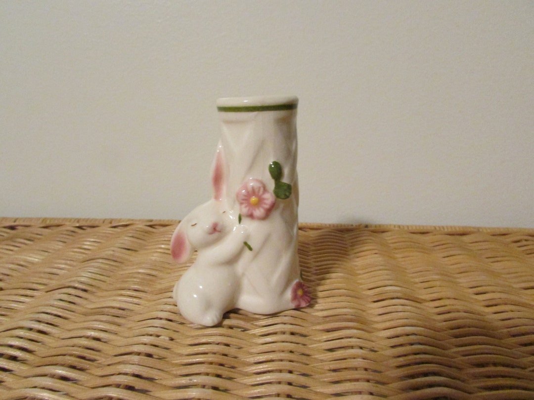 Vintage Avon Bunny Bud Vase Basket Weave Weiss Bunny Vase Etsy